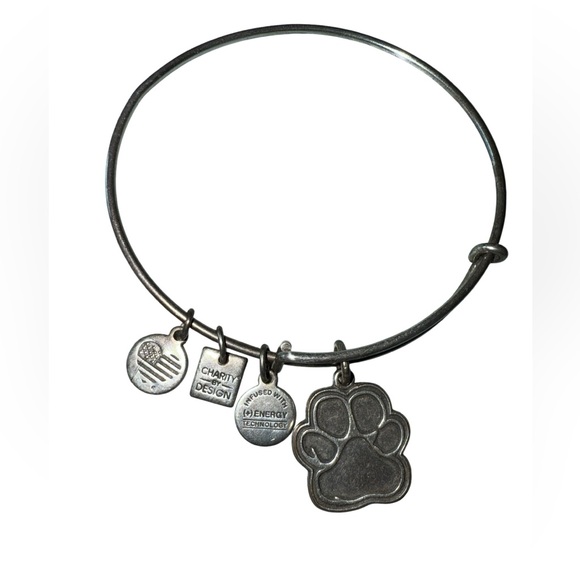 Alex and Ani Jewelry - Alex and Ani Silver Dog Paw Print Charm Dangle Bracelet - Good